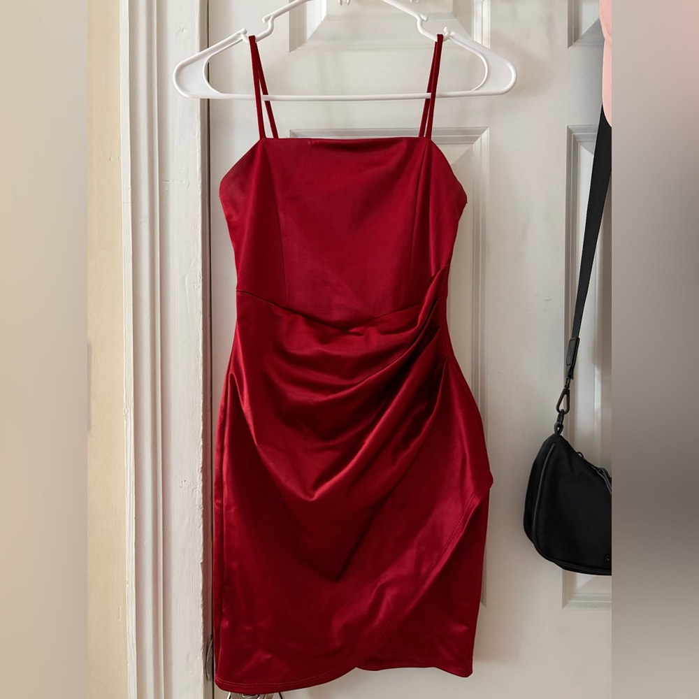 Wine Satin Mini Dress